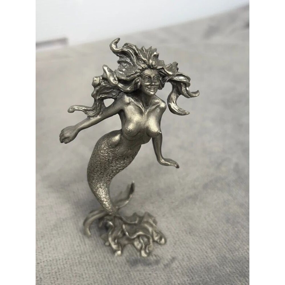 Vintage Perth Pewter Mermaid Figurine Ray Lamb Fantasy Siren Statue  Collectible